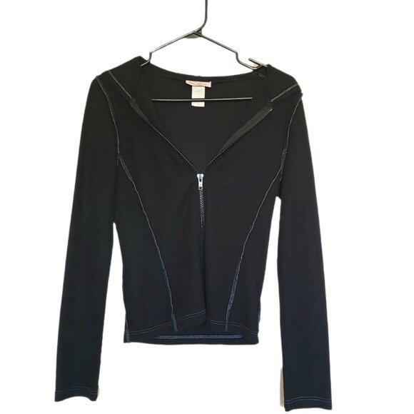 URBAN BEHAVIOR COLLECTION Vintage Women's Black Skull & Crossbones Hoodie Small - Picture 2 of 5